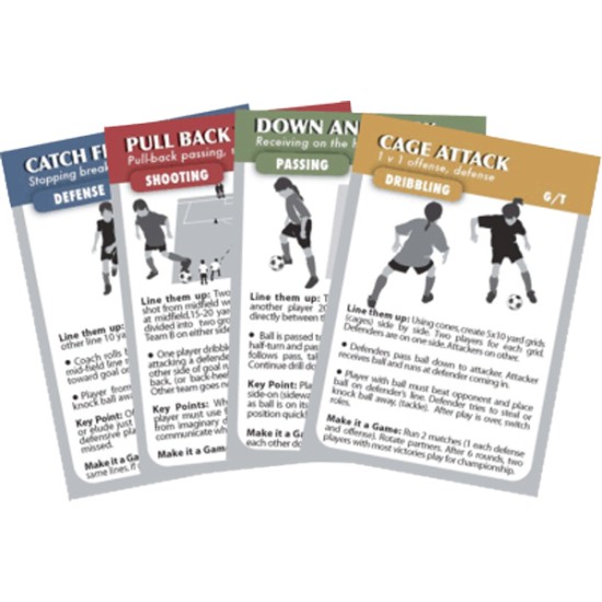 Coach Deck Flash Cards - Soccer with 52 color-coded cards.