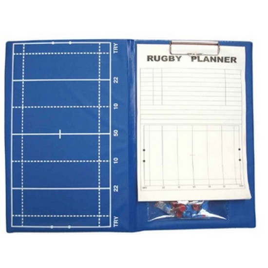 Magnetic Rugby Coach Board with markers and eraser.