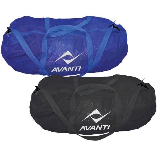 Mesh Duffle Ball Bag with zipper closure.