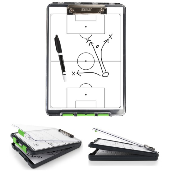 Clear View Coaching Clip Board with soccer field diagram.