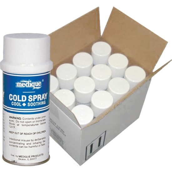 Cold Spray Case (12) providing instant relief for minor injuries.