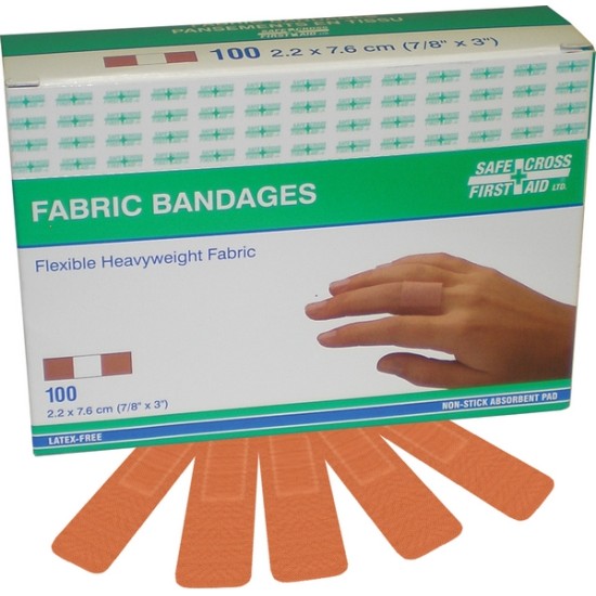 Fabric Bandage 100Pk providing flexible and durable wound protection.
