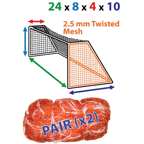 High-quality 24 x 8 (x 4 x 10) 2.5mm Twisted Nets with durable polyethylene.