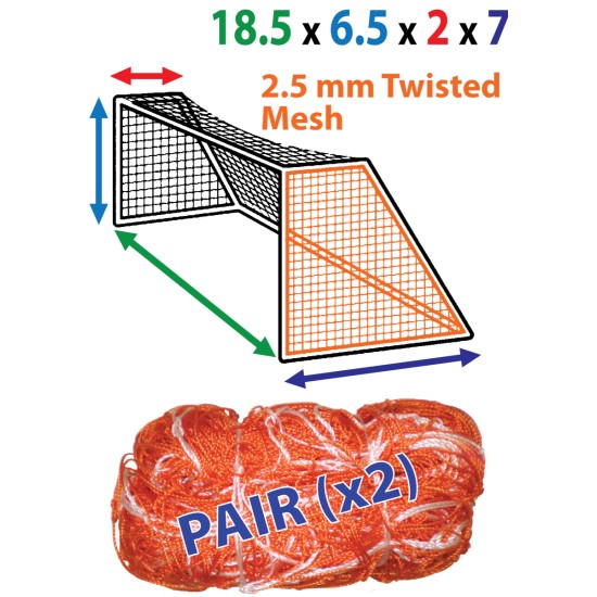 High-quality 18.5 x 6.5 (x 2 x 7) 2.5mm Twisted Nets with durable polyethylene.