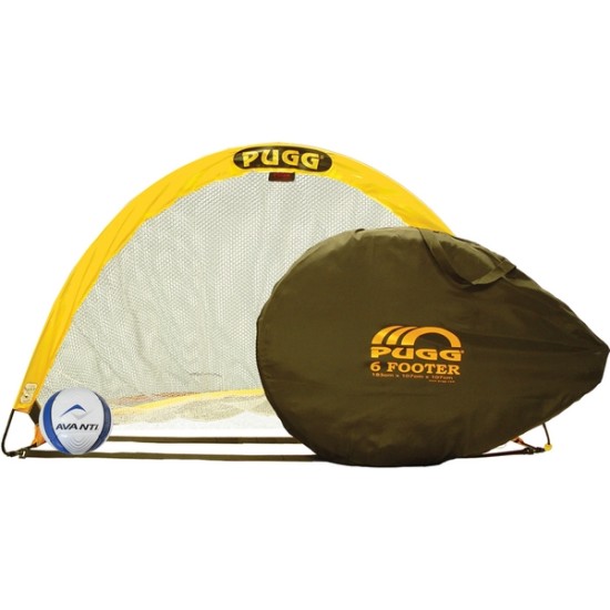 Portable Pugg 6 Foot SINGLE Soccer Goal with carrying bag and anchoring pegs.