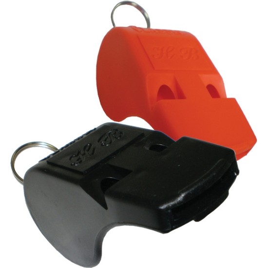 Classic pealess whistle available in black and orange, ideal for all sports and referee use.
